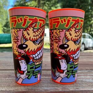 Beefy Brands Beefyganda Stadium Cups 32oz Set of 2 BPA Free Comic Art Japan